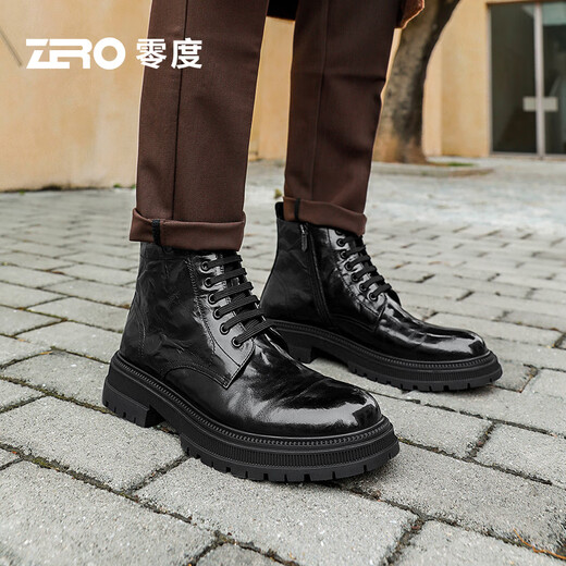 Zero Zero Martin Boots Winter New Black Lace-up Fleece Warm Leather Business Men's Boots Thick Sole Outdoor Boots Men Black [Wear-resistant Rubber Outsole] 42