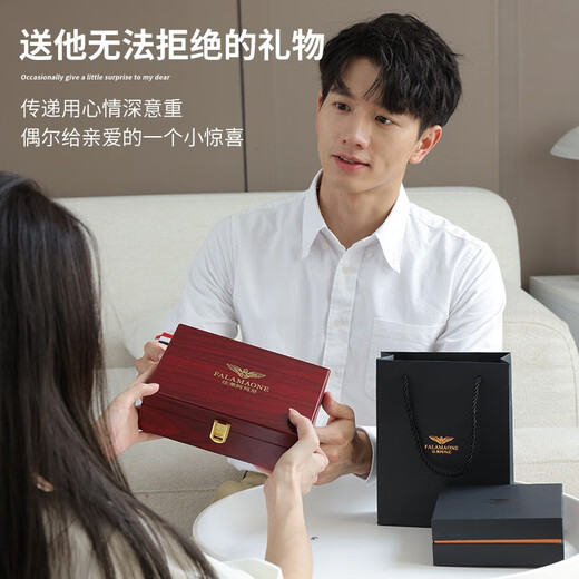 法莱阿玛尼（FALAMAONE）短款钱包真皮男士钱夹头层牛皮多功能多卡位皮夹男生日礼物 黑色QB202-1(精致礼盒装)