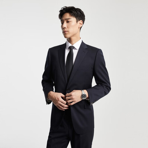 Youngor Cost-effective Wool Suit Men's Autumn Wool Comfortable Unisex Men's High-End Slim Suit for Wedding, Navy Blue 175B 175/96A
