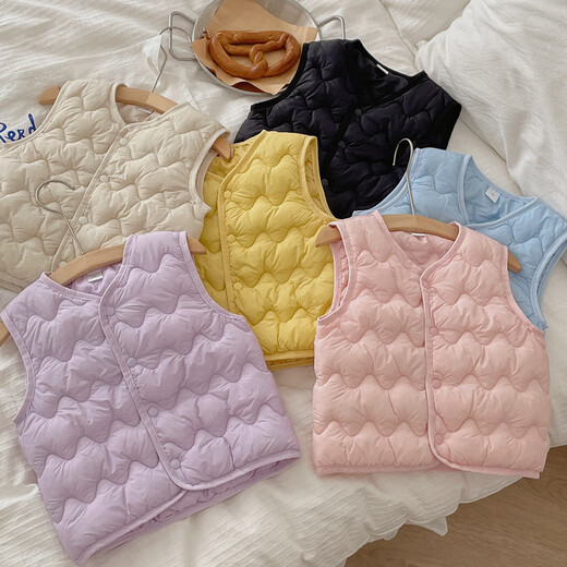 Disney (Disney) Down Vest Children's Baby Cotton Boys and Girls Vest Baby Vest Autumn and Winter Thickened Children Wear Inside and Out Off-Season Beige 90 (Recommended Height 70-80cm)