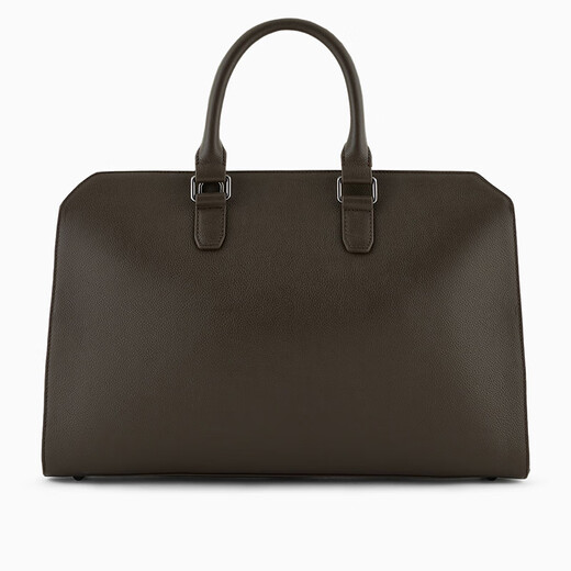 EMPORIO ARMANI fashionable light luxury men's bag, tumbled leather business bag, computer bag, Armani portable shoulder crossbody bag for boyfriend, brown 16 inches