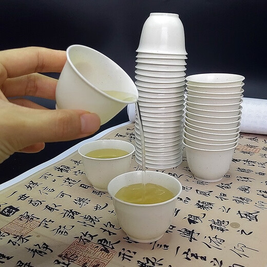 Jialiangjie disposable small tea cup rice husk thickened hard cup environmentally friendly food grade plastic cup for home office hospitality tea drinking commercial 60ml rice husk tea cup 1 pack (45 pieces)