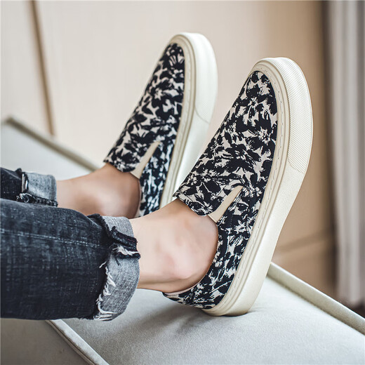 Dkcci viejos zapatos de tela Beijing zapatos de tela informal ligero y transpirable para hombres un pie pedaling zapatos casuales perezosos hombres negros 42