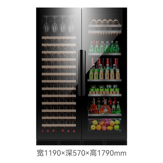 PULADI variable frequency first-level energy efficiency red wine cabinet constant temperature wine cabinet embedded frost-free wine compressor home living room commercial display office refrigerated cabinet variable frequency ice bar double combination/black/new style 672L