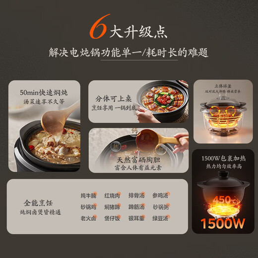 Midea all-purpose micro-pressure electric stew pot electric casserole 1500W high-power electric stew pot professional stew pot soup pot electric cooking pot 4.5L stew pot hot pot multi-function pot DGS4566