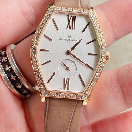 [SEGUNDA 99 NUEVO] Vacheron Constantin Watch Watern's Watch Malta Series 28.40*38.67 mm Diámetro Casco de reloj de lujo de segunda mano Reloj 81515/000R-9892 Manual Mechanical Pink Gold Diamond-Set Sing Watch