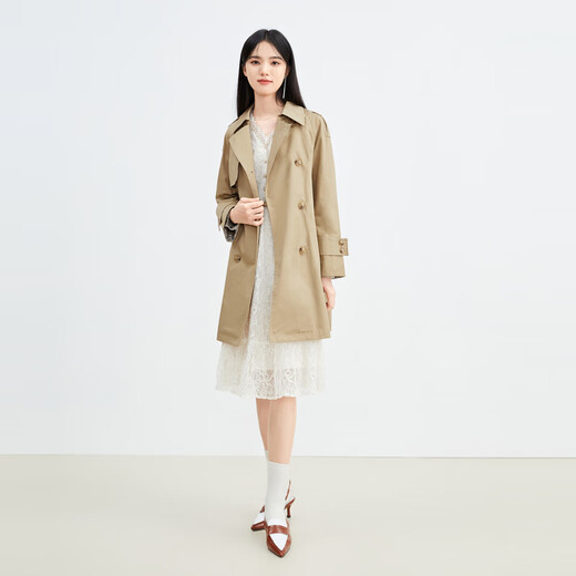 Qiushui Yiren Design Wind Clothing Spring New Middle Long Senior Small Smooth Small Trench Covels Women's Brown M