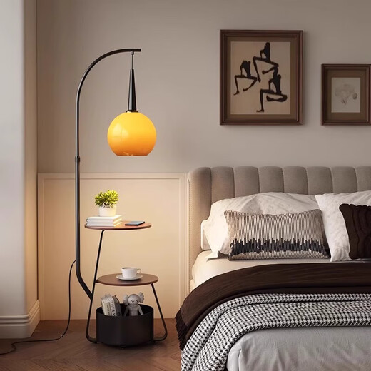 钟帅北欧极简落地灯客厅沙发边卧室床头灯现代个性装饰氛围灯立式 茶几款-黑色落地灯 暖光
