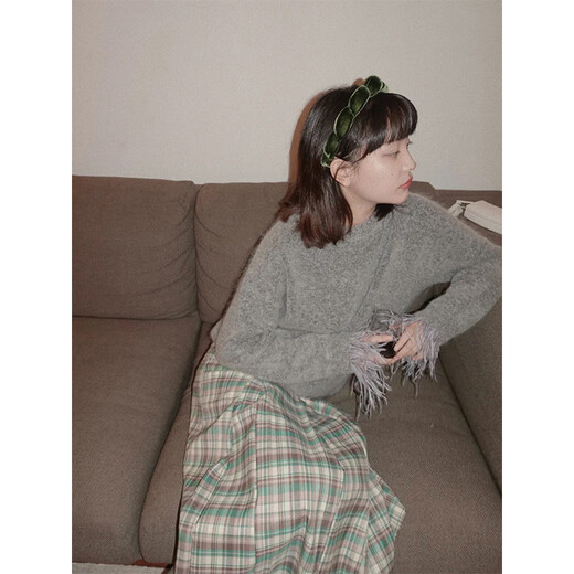 Tagi. Velvet twisted retro silk headband velvet high skull multi-color essential autumn and winter headband hair accessories retro green