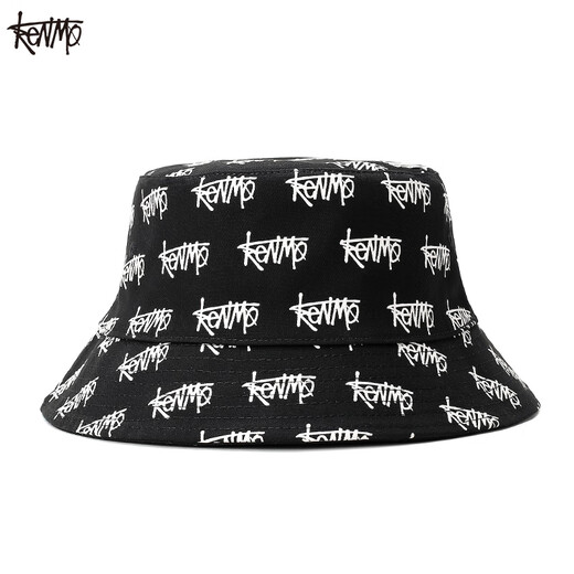 Kenmo (KENMO) double-sided fisherman hat men ins trendy brand hip-hop women versatile sun protection summer sun hat black large size