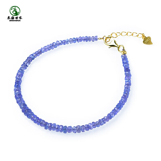 Xuecong Tanzanite Bracelet for Men and Women East China Sea Crystal Agate Jade Jade Blue Gemstone Scattered Beads Faceted Disc Beads Bracelet with Shape 925 Silver Willow Leaf Style Approximately 3mm
