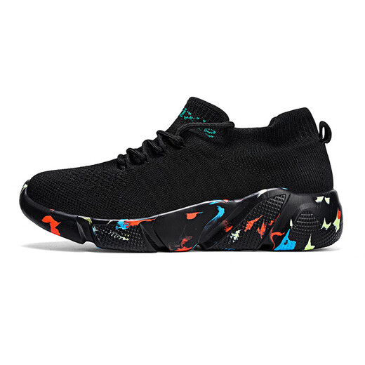 Dianou 2025 Nouvelles chaussures célibataires décontractées grandes tailles SOLUX SOLUX SOBSE SPORTS SHOINS PULODIQUE POLUSTUTILE TOP TOP SOCK SOCK LLN 7027 Couleur de soie de poisson noir 36