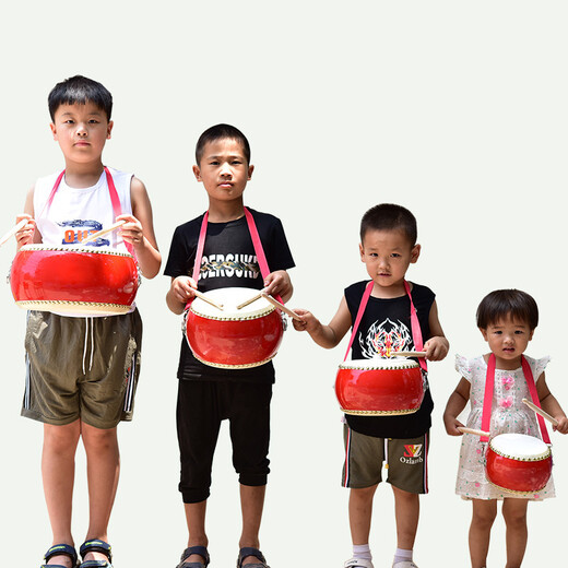 
Mi Ling Cowhide Big Drum Children's Toys Small Drum Flat Drum Gonggong Percussion Instrument 14cm 6-inch Cowhide Drum 20* Drum Stick Back Strap