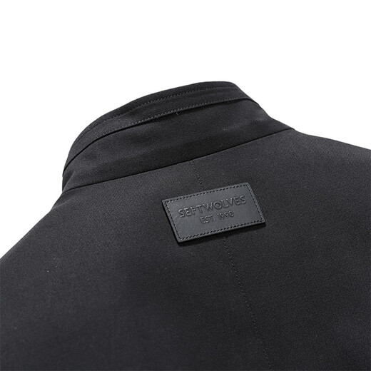 Septwolves Water-Repellent Windbreaker Men's Jacket Stand Collar Mid-Length Casual Men's Clothes Top 001 (Black) 2XL 180/96A