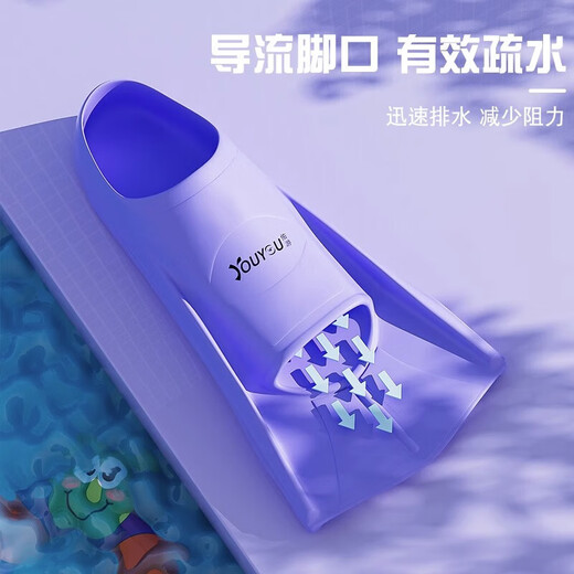 Youyou Swimming Fins Men's and Women's Swimming Breaststroke Silicone Short Fins Children's Diving Special Lightweight Training Feet 91806 Sky Blue + Portable Net Bag + Nose Clip Earplugs s