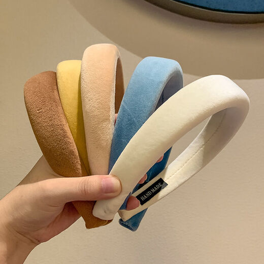 Ting white retro suede simple headband high skull temperament wide-brimmed hair headband internet celebrity hairpin female Korean sponge headband 4 suede cotton black