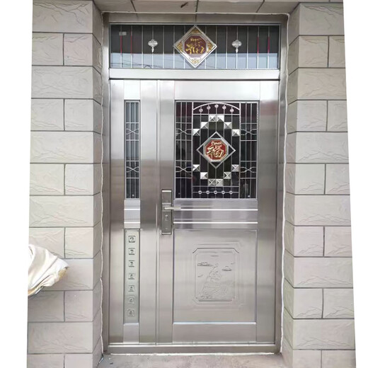 JRB家瑞堡304不锈钢防盗门大门双开门乡村安全门白钢门家用单门楼宇子母门 子母门款式1