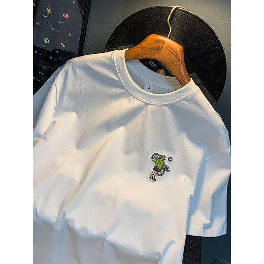 
Lomon summer thin T-shirt men's trendy loose embroidered short-sleeved top high-end and heavy versatile men's clothes 9906 white T-shirt + 9906 black T-shirt L suitable for 115-130Jin [Jin equals 0.5 kg]