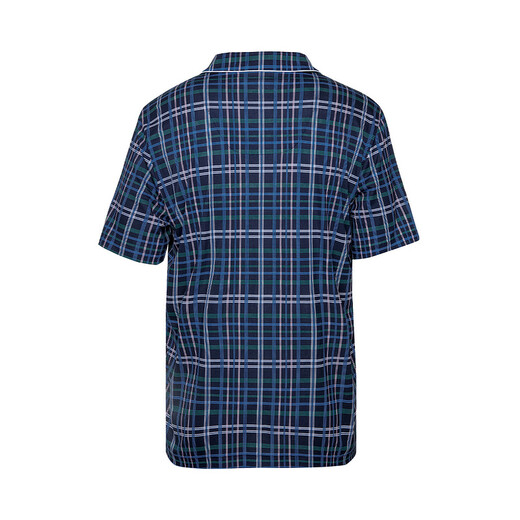 Sr. AIMU [mismo estilo en el centro comercial] 22SS indulgente seda a cuadros sedoso pijama de pijamas cardigan de manga corta NS41F684 Blue a cuadros de color azul oscuro YH8 L (170)