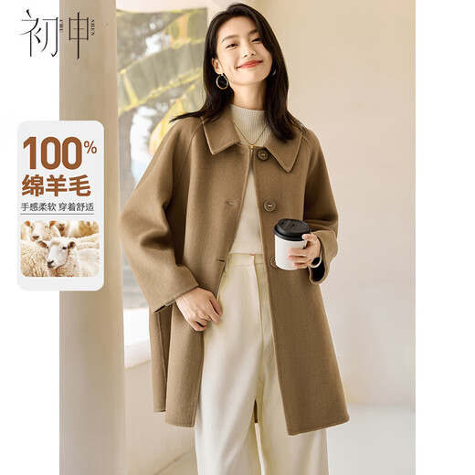 Chushen 100% pure wool woolen coat for women, versatile commuting thick and warm double-sided woolen coat jacket S144G1016