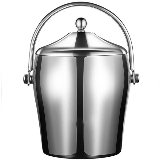 Jiaji stainless steel ice bucket commercial bar KTV champagne drink beer red wine bucket portable ice bucket LL7 small handle mirror style (ice clip)