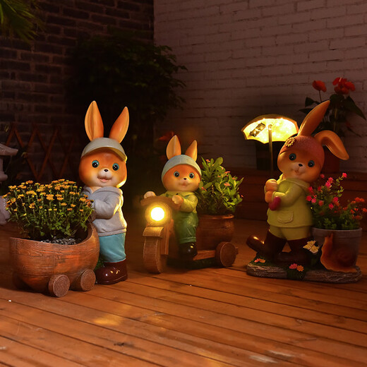 Yimingyuan Garden Decorative Courtyard Ornaments Outdoor Cartoon Rabbit Flowerpot Park Lawn Creative Simulation Animal Landscape Sculpture H20536
