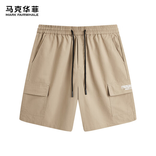 马克华菲【新疆冰棉】纯棉工装口袋透气休闲短裤男25夏松紧腰休闲五分裤子 701卡其 2XL