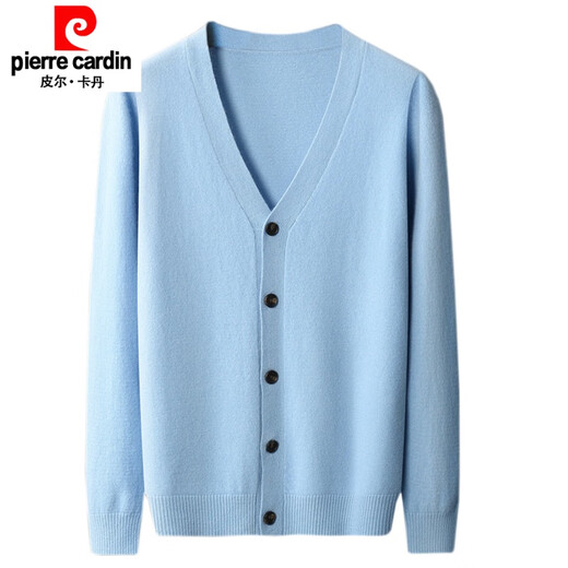 
Pierre cardin new cashmere knitted cardigan men's V-neck solid color youth sweater loose large size cardigan jacket dark gray S