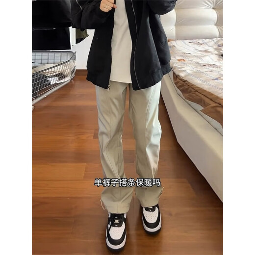 迪伽达美式户外加绒软壳冲锋裤男款春秋防风防水防寒工装裤子斜切休闲裤 CLF-A723杏色 XL