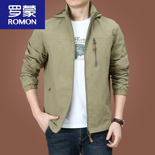 罗蒙（ROMON）冲锋.衣外套男春秋男款户外美式防风防风衣男装男士秋装运动夹克 深蓝9898 加 绒款 4XL