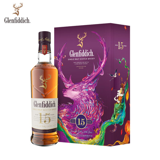 格兰菲迪（GLENFIDDICH）核心系列15年单一麦芽威士忌洋酒礼盒700ml 格兰菲迪15年蛇年礼盒