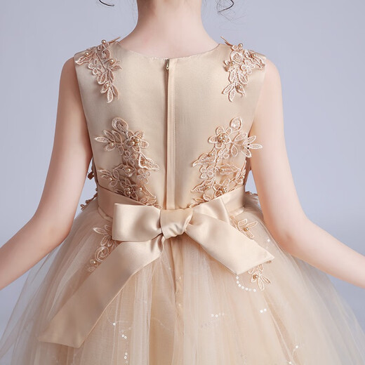 Dev Ake Kinderkleid Girl Prinzessin Rock Moderatorin High-End Piano Performance Evening Kleid Little Girl Hochzeit Sommer Big Boy BX683 Langarmiger Champagnerfarbe