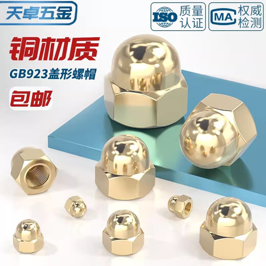 Tianzhuo Hardware national standard pure copper cap nut household decorative cap copper cap nut cap nut M3M4M5M6M8-M20mm M8-5 only