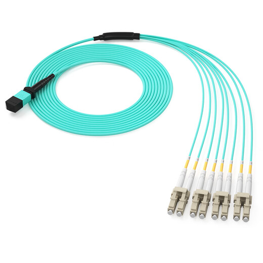 诺可信（Nokoxin）MPO-MPO光纤跳线母头多模8芯12芯 OM3/OM4集束B极性兼容MTP 40G/100G跳线 多模MPO母头转8芯LC OM3 10米