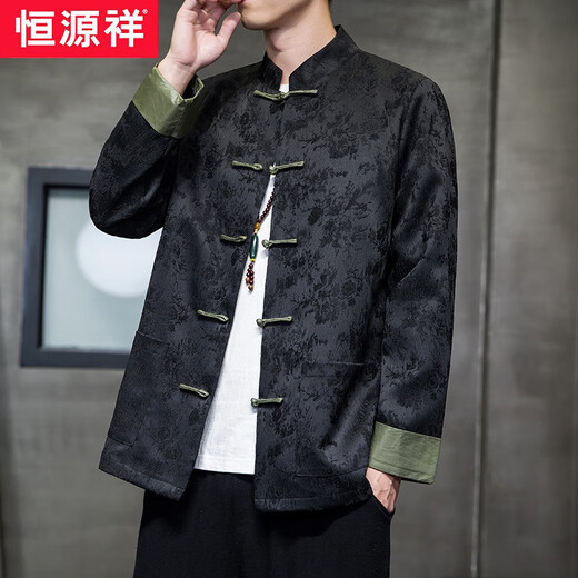 Hengyuanxiang nuevo traje chino con estilo masculino chino a otoño e invierno chaqueta de manga larga hebilla retro haanfu