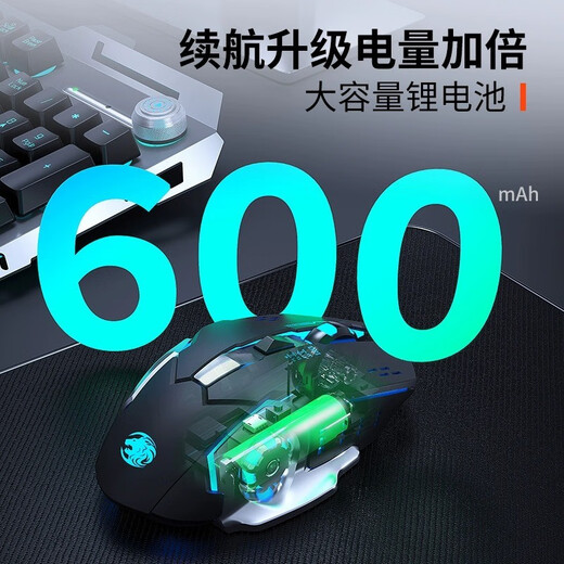 Forerunner Kabellose Bluetooth-Maus, leise, Dual-Modus, wiederaufladbar, mechanische Maus, für Mädchen, Büro, Laptop, Desktop-Computer, E-Sport, Spiel, FPS, Huhn fressend, spezieller Peripherieraum, Silber-Taste, Stummschaltung, kabellos, 2,4 G-Version