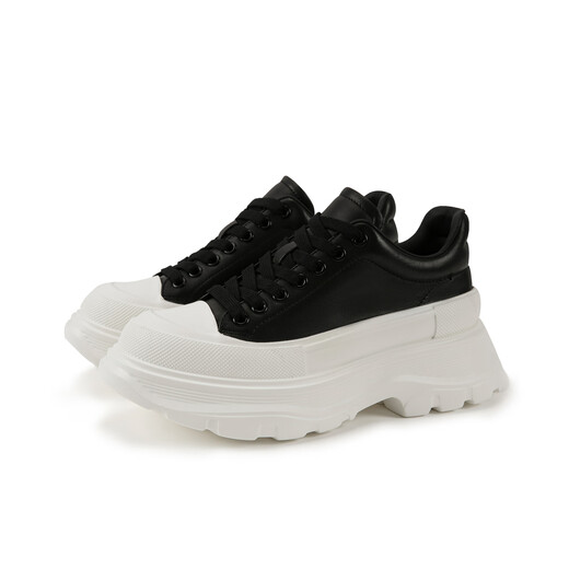 GG-CC genuine leather thick-soled white shoes for women new platform shoes versatile height-increasing women's shoes casual sneakers ins G21X2014 black cowhide 34