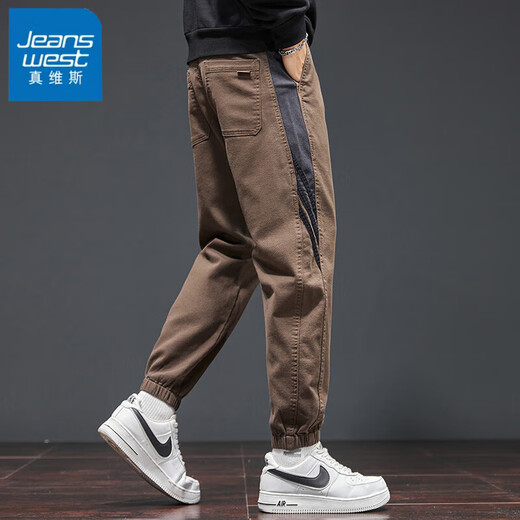 真维斯（Jeanswest）休闲裤男秋冬季新款宽松运动工装男裤潮流百搭男士束脚哈伦长裤子 888深灰 XL 【建议130-150斤穿】