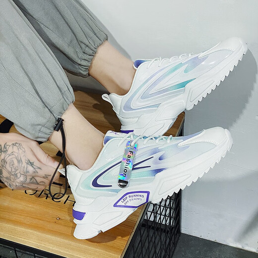 
MVPBOY new casual shoes for men in autumn student dad shoes for men Korean style breathable running sports shoes for men soft sole running shoes for men super awesome X9920 white purple 39