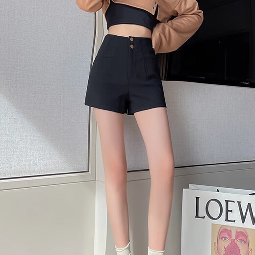 Ge Shihui shorts autumn and winter girls hot pants hot pants winter black shorts plus velvet casual pants high-waisted shorts with boots high-waisted suit shorts plus velvet L