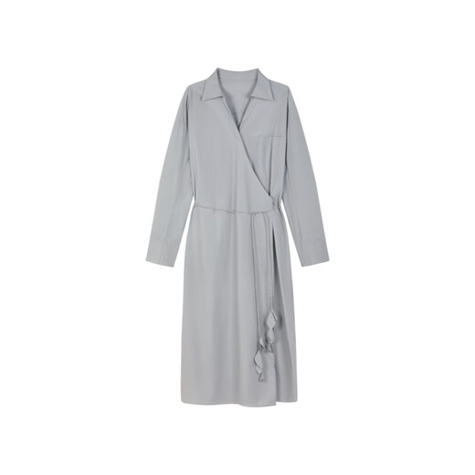 Moins [Série XUN] Spring Simple Design Long Velvet Cotton Cotton Long Mange Shirt Robe 2O4G12590 452 Grey Rose Blue S