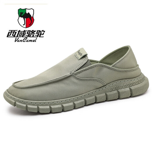 西域骆驼（VANCAMEL）冰丝老北京布鞋男秋季帆布鞋男懒人一脚蹬开车软底无鞋带轻便透气 YS9901黑色 39