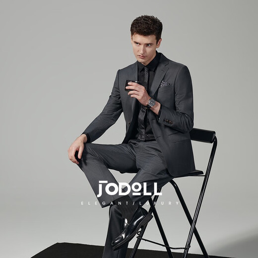 JODOLL乔顿【进口澳洲羊毛】商务休闲四季款西服外套男职业上班正装西装 中灰色 50 A