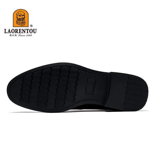 老人头（LAORENTOU）皮鞋男鞋商务正装鞋韩版休闲头层皮软底透气休闲鞋 110210 黑 42
