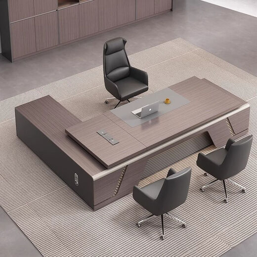 Fashionable and light luxury boss desk desk executive desk simple modern chairman's office desk and chair light luxury desk 3.2m boss desk (with multimedia cable box) + boss