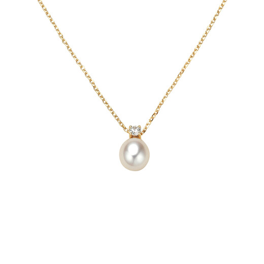 Pingyan 10k gold bright pearl pendant necklace women's minimalist clavicle chain necklace 10k gold pearl 5 points 5-6 spot
