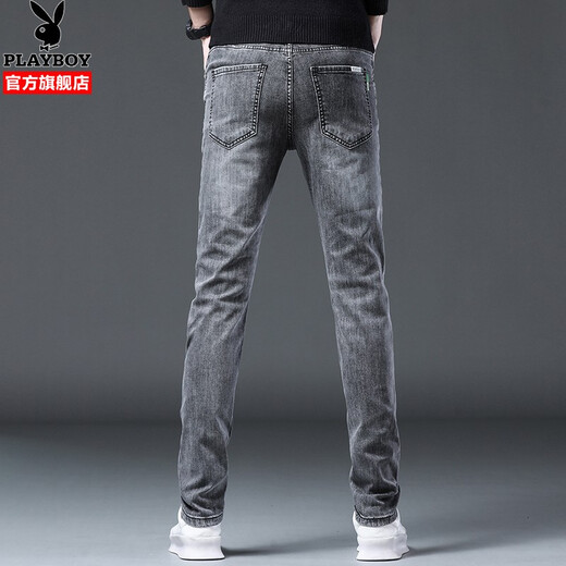 Playboy (Playboy) Jeans Männer schlanker Sommer Trendy Pendler Old Feet Hosen vierseitige Stretch Casual Vielseitige Hose 1048 Graues Vier-Jahreszeiten-Modell 31