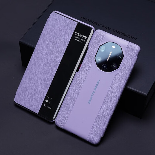 U&G Huawei Mate40RS Porsche Design Napa first-layer cowhide smart window flip phone case 50rs genuine leather all-inclusive anti-fall luxury protective cover new business black Italian Napa cowhide Mate50RS Porsche Design
