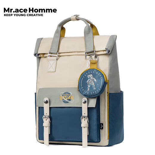 Mr.ace Homme星球系列 双肩包女学生书包休闲百搭电脑包通勤背包男星球蓝大号