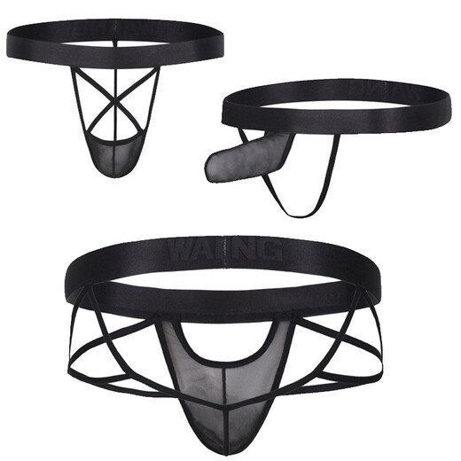 Pleasing the trend of fashionable personality T-string imitation leather U protruding arm T-pants men's underwear sexy and interesting pair 1042-SD-mesh style M suitable for 90-110Jin Jin is equal to 0.5 kg